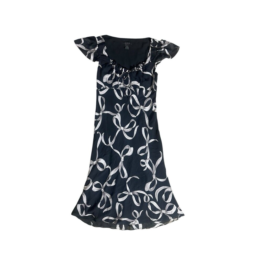 The Limited Silk Ribbon Print Cut Dress Size 12 100% Silk Shell